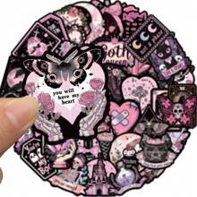50pcs Punk Gothic Style Printed Stickers, Personalized Decorative For Guitar, Notebook, Luggage, DIY, Cross-Border School Supplies,Back To School