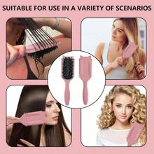 Cepillo definidor de rizos, cepillos para el cabello rizado, cepillo de estilo rizador para peinar y dar forma a los rizos en todos los peinados para reducir el tirón, color rosa