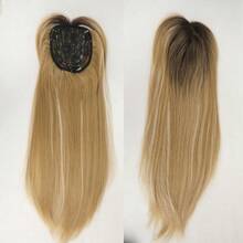 Hair Toppers For Women Clip In Hair Topper With Bangs 360 3D Cover Clip In Bangs 20Inch Long Straight Synthetic Wiglets Hairpieces For Thinning Hair Ombre Blonde - OmbreBlonde - View 4