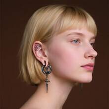 1 件装新款十字时尚耳挂重量器适用于拉伸耳朵量规简约不锈钢拉伸套装身体饰品女士