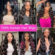 13x6 13x4 Body Wave Lace Frontal Wig Human Hair Pre Plucked HD Transparent Lace Frontal Wigs Human Hair 180% Density Human Hair Pre Plucked Wig Human Hair