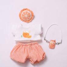 Conjunto de camiseta con diseño de naranja de 17 cm apto para muñecas , atuendo casual y adorable de repuesto