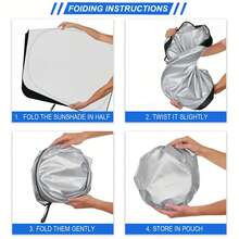 High Quality Car Windshield Sunshade, UV Protection, Foldable With Storage Bag - Suitable For Sedans & SUVs - Stay Cool In Hot Weather! - 彩色 - 查看 7
