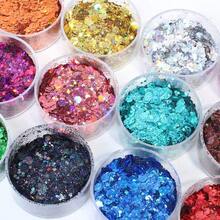 Holographic Chunky Glitter, Set Of 12, Licool Craft Glitter For Resin Art Crafts, Cosmetic Glitter For Nail Body Face Eye, Epoxy Resin Sequin Flake Sparkle For Slime Tumbler Jewelry Making