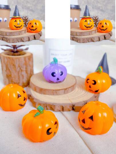 1pC/5PCS/10PCS/20PCSiece Halloween Blown Plastic Pumpkin Tabletop Decoration Random