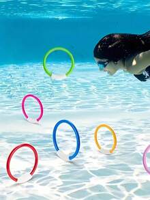 1/2/4 piezas Anillos de buceo que se hunden de colores, juguetes de piscina para diversión en la piscina y la playa - Juguetes vibrantes para el juego acuático, anillos de buceo y entrenamiento de tiburones para aprender a nadar, anillos de buceo, juguetes acuáticos de playa, regalo de Navidad, Halloween (1/2 piezas color aleatorio) - Multicolor - Ver 3