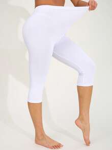 2 Packs Women's Casual Tight Leggings, Soft & Stretchy Pants For Workout, Outdoor, Beach, Travel, Yoga, Hiking, Cycling, Cropped 7/8 Length - White - View 5