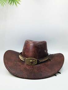 Western Cowboy Hat, Detachable Bull Rivet Decor, Wide Brim And Western Cowboy Style, Suitable For Outdoor Recreation Activities Such As Camping, Fishing, Hiking And Vacation - Cowboy Hat, Hat - Multicolor - View 2