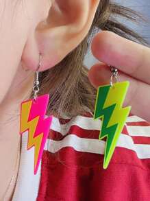 1 Par de Brincos Exagerados de Raio Fluorescente de Acrílico, Simples e da Moda para Mulheres