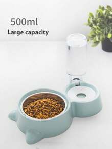 1 Set Cat Shaped Pet Bowl, Stainless Steel Automatic Water Feeder Pet Bowls Suitable For Cats & Small/Medium Dogs