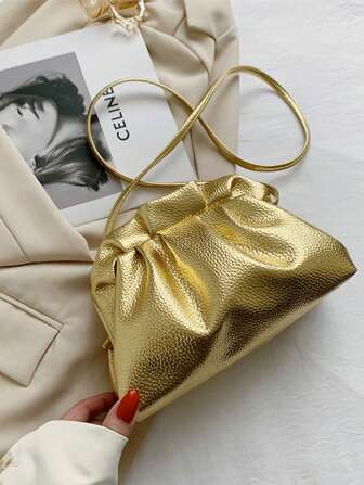 优雅褶皱时尚百搭简约休闲女士单肩包