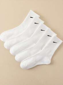 1 Pair/5 Pairs/6 Pairs Women's Casual Long Socks, Simple Comfort Daily Wear Unisex Crew Socks, Fall