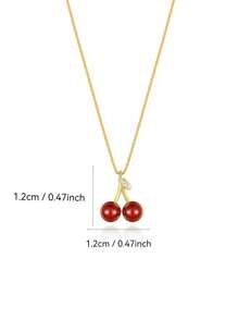 1pc S925 Sterling Silver Sweet Cherry Pendant Necklace, Suitable For Women's Daily And Special Occasion Wear