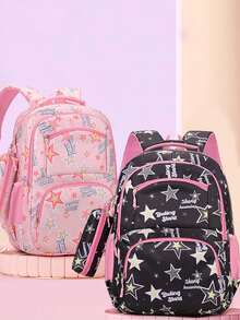 Mochila escolar de colores brillantes para estudiantes de secundaria y preparatoria, mochila impresa de nueva gran capacidad para estudiantes universitarios - Multicolor - Ver 1