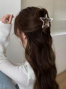 1 件 Y2K 女士星空发爪夹，坚固的金属发饰，适合日常使用，春夏新品，送给朋友的绝佳礼物发饰时尚发夹 - 銀色 - 查看 1