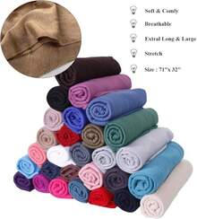 Harewom Wraps Stretch Scarf Long African Hair Wraps Turban Headwraps Jersey Headbands - 1件 - 軍綠色 - 查看 7