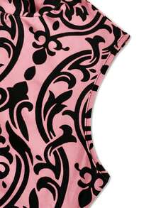 Đầm ôm sát dáng dài ngang gối, không tay, cổ đứng, chất liệu cao cấp, in họa tiết retro châu Âu và Mỹ, màu hồng, thích hợp cho kỳ nghỉ hè thanh lịch. - Hồng - Xem 4