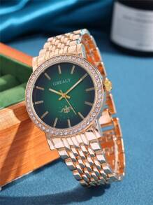 1 Peça Relógio Quartz de Negócios Masculino Escala Romana Dourado e Prata, Pulseira e Caixa de Liga, Presente para o Dia do Pai, Aniversário, Aniversário