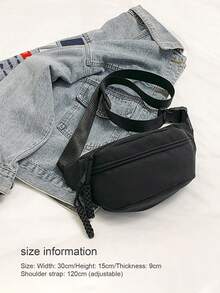 1pc,Fashion Large Capacity Black Crossbody Chest Bag, Nylon Belt Bag & Sling Purse, Casual Waist Bag For Hiking And Outdoor Climbing, Adjustable Strap Sport Travel Multifunctional Fanny Pack, Versatile Daily Shoulder Bags Streetwear - Black - View 2