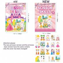 Scissor Skill Activity Book - Food, Princess Cartoon DIY Collage Puzzle, 20 Pcs Fun Paper Cutting For 3-6 Years Old, Creative Handcraft Gift For Boys And Girls, Preschool Paper Cutting, Develop Hands-On Ability (Princess Style, New And Old Cover May Vary But Content Is The Same)