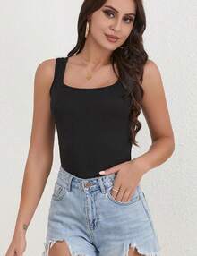 BQTQ 5 Pack Women's Tops Square Neck Sleeveless Ladies Top Undershirts Costumes For Woman