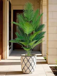 1pc 90cm/35.43in Artificial Palm Tree Plant, Large Tropical Coconut Tree, Green Faux Plant Decor For Home, Balcony, Office, Kitchen (No Pot)