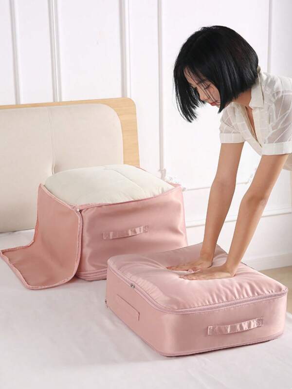 1 pezzo Borsa per lo stoccaggio in nylon ad alta capacità - Borsa organizzativa compressa salvaspazio, borsa per compressione lavabile per biancheria da letto, coperte, con chiusura lampo, borsa per lo stoccaggio rettangolare resistente per trasloco, viaggio, abbigliamento