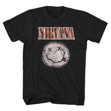 Nirvana Distressed Grunge Smile T Shirt - Black - View 4