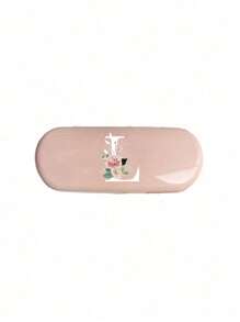 Cremefarbene/Monet-Stil einfarbige Brillenetui, Muster mit Blumen-Anfangsbuchstaben A-Z, neues und einfaches Design, praktisch und tragbar mit wasser- und staubdichter Funktion, Buchstaben Dekor Brillenetui für Sonnenbrillen und Brillen, Brillen-Aufbewahrungsbox mit Deckel, tragbarer Aufbewahrungsbehälter für Zuhause für Damen und Herren, Brillenhalter, schützende Brillenetuis, harte Sonnenbrillenbox