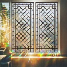 1/4 Piece Rainbow Prism Window Film, PVC Refraction Decal For Glass Surface - Reusable, No Adhesive, Double-Sided Rainbow Sun Catcher, Suitable For Home And Office Decoration, Smooth Surface, Rectangular - Multicolor - View 4