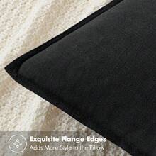 Local Delivery- Decorative Linen Pillow Covers 18x18 Inch Natural Beige ​Boho Farmhouse​ ​Neutral Couch Throw Pillows For Bed Pack Of 2 Accent Outdoor Pillowcase Modern Sofa Cushion Livingroom Home Decor - 黑色 - 查看 2