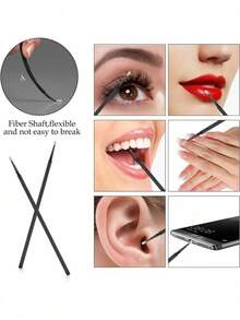 200/100/50 Pcs Disposable Mascara Wands Lip Wands Set, 50 Pcs Black Eyelash Brushes 50 Pcs Lipstick Wands 100 Pcs Micro Makeup Brush Lipstick Lipgloss Applicator With Organizer Box For Eyelash Extensions Lip - Black - View 5