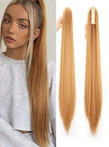 Synthetic Long Straight Ponytails Extension Hair32Inch Claw Clip On Ponytail Hair Heat Resistant Pony Tail Hair Piece For Women
