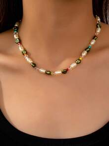 1pc Simple And Luxurious Faux Pearl Necklace Is Suitable For Women Daily Wear - Pearl Necklace - View 9