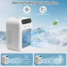 Aire acondicionado portátil, AC portátil personal con 2 velocidades y 2 modos de niebla, enfriador de aire recargable con batería de 1800mAh, aire acondicionado portátil silencioso para habitación, coche, oficina y exteriores, color blanco