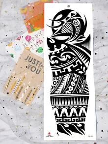 1 Sheets Extra Large Full Arm Size Body Art Temporary Tattoo Stickers For Men And Women, Black Black Power Maori Totem Pattern, Waterproof Fake Sleeves Tattoos, Lasts 2-5 Days, Covering Scars, Can Be Used On Arms Wrist Shoulders Legs Waist Neck Hand Chest Thighs Finger, Best Friend Couple Party Tattoo