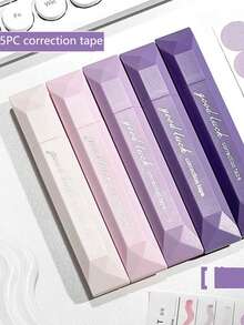 5 件套渐变色铅笔式修正带，自然风格安静大容量平滑修正带，适用于学校用品，返校