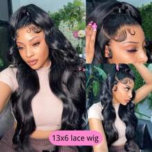 13x6 13x4 Body Wave Lace Frontal Wig Human Hair Pre Plucked HD Transparent Lace Frontal Wigs Human Hair 180% Density Human Hair Pre Plucked Wig Human Hair