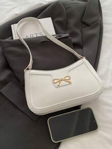 Bowknot Shoulder Bag For Women, Fashionable And Simple, Suitable For Holiday Outings - White - View 3