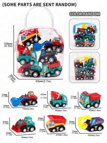 6pcs/Pack Kindergarten Children's Inertial Return Car Engineering Car Fire Truck Baby Return Car Toy(Random Style) - Multicolor - View 3