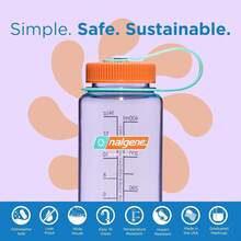 Nalgene Sustain Tritan - Botella de agua sin BPA fabricada con material derivado de 50% residuos de plástico (utilizando balance de masa certificado ISCC), 16 onzas, boca ancha, amatista - Amatista Sustain - Ver 10
