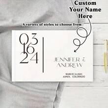 Customized Elegant Wedding Guest Book With Name Design, Wedding Guest Book,Multiple Designs And Styles To Choose From, Suitable For Wedding Decorations And Party Favors, Wedding Guest Book, Personalized Guest Book, Wedding Decoration, Perfect For Wedding, 36 Pages Horizontal Wedding Guest Book