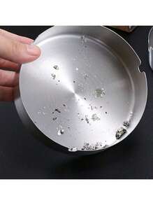 1 pieza Cenicero de acero inoxidable para el hogar, sala de estar, resistente a golpes y abolladuras, soporte creativo para cenizas de cigarrillos