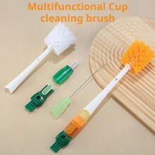 5合1多功能刷子套装，长柄胡萝卜刷，奶瓶刷，杯子清洁刷，适用于清洁保温瓶 - 彩色 - 查看 3