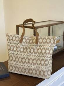 Large Capacity Handmade Woven Straw Tote Bag For Women, Versatile Summer New Design Shoulder Bag, Beach Vacation Style