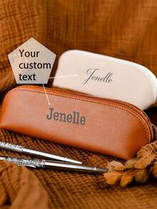1pc/ Custom Pen Case, Customizable Name, Durable Leather Material, Suitable For Office Use, Back-To-School Season, Back-To-School Season, Daily Use, As A Gift For Children And Friends,Back To School,School Supplies - Multicolor - View 3