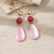 1 Pair Handmade Bohemian Style Resin Water Drop Dangle Earrings For Women, Unique Design & Colors, Irregular