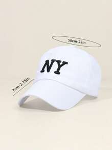 1 PIEZA Gorra de béisbol bordada - Sombrero protector solar transpirable con correa ajustable y parches con letra NY, Gorra ligera de verano para exteriores para correr/gimnasio/ropa de calle