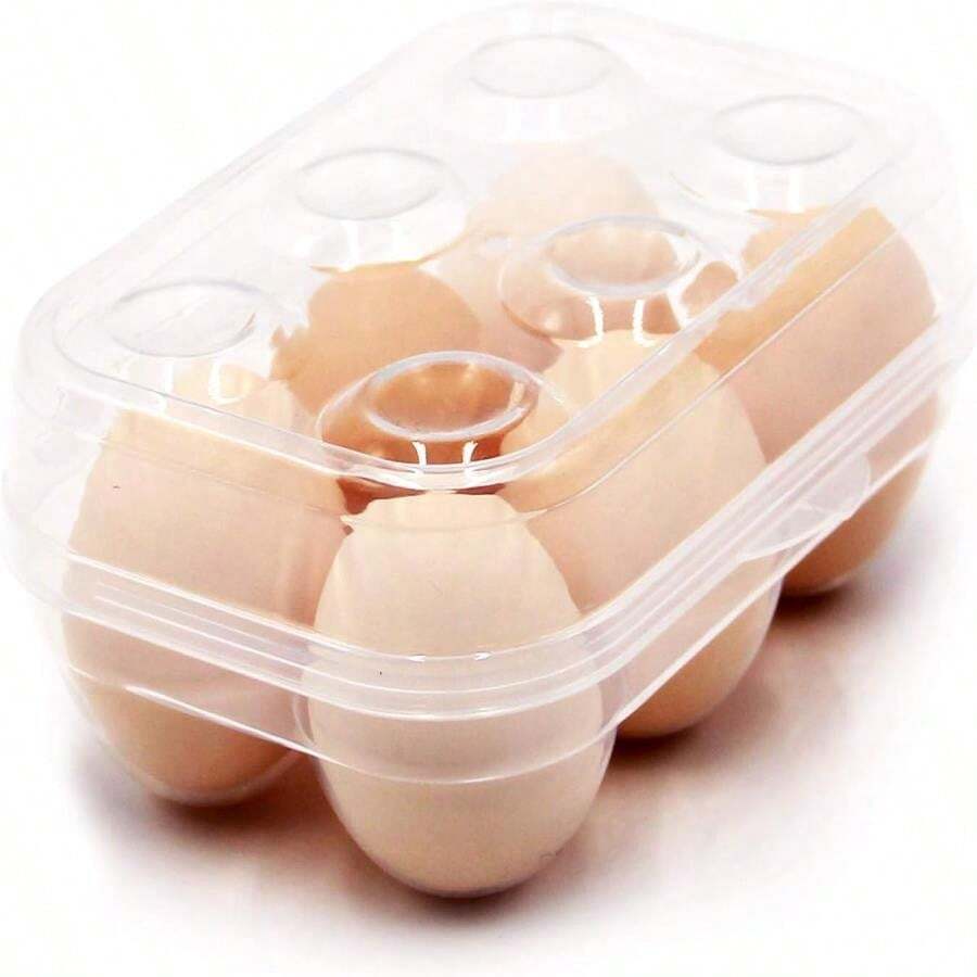 JAMOR 6 Grid Egg Storage Box Refrigerator Crisper Egg Protection Box Portable Egg Carriage Container For Camping Picnic Essential (White) - White - View 1