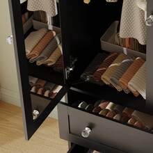 VOWNER 71" Large Wardrobe Closet With Mirror, Freestanding Bedroom Armoire With 3/6 Large Drawers & 2/4 Doors, Clothes Storage Organizer Cabinet For Bedroom, Gifts For Halloween & Thanksgiving - 黑色-47.3"寬 - 查看 7